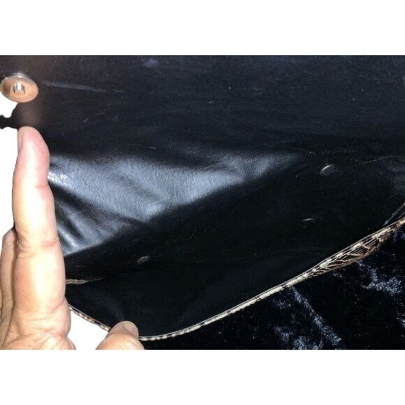 Due Fratelli Genuine Leather Crocodile Pattern Crossbody Purse Brown/Beige Snap - Picture 7 of 8